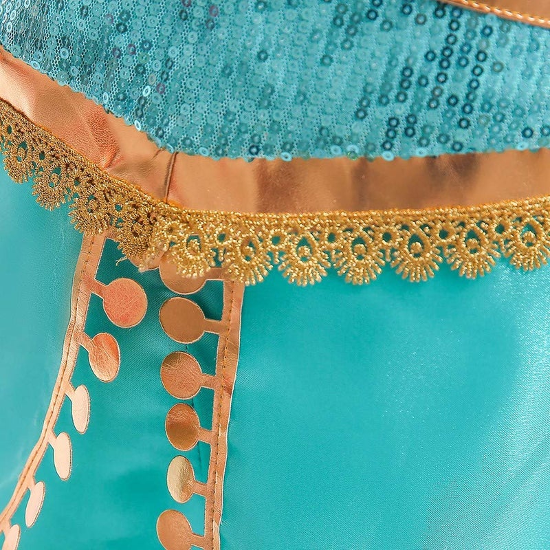 DH Gorgeous Girls Princess Jasmine Fancy Costume Dress & Pants for Little Girls 5-6 Years - Image 2